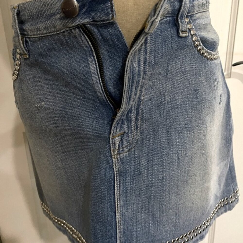 Frame Denim Mini Skirt Size 28 Distressed Studded Y2K Vibes M - Picture 4 of 9